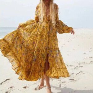 Free People Cassis Printed Chiffon Dress Size Medium